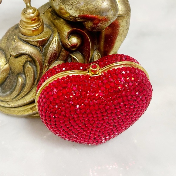 Authentic Judith Leiber RARE Red Crystal Strass Heart & Soul Pill Box - Picture 11 of 13